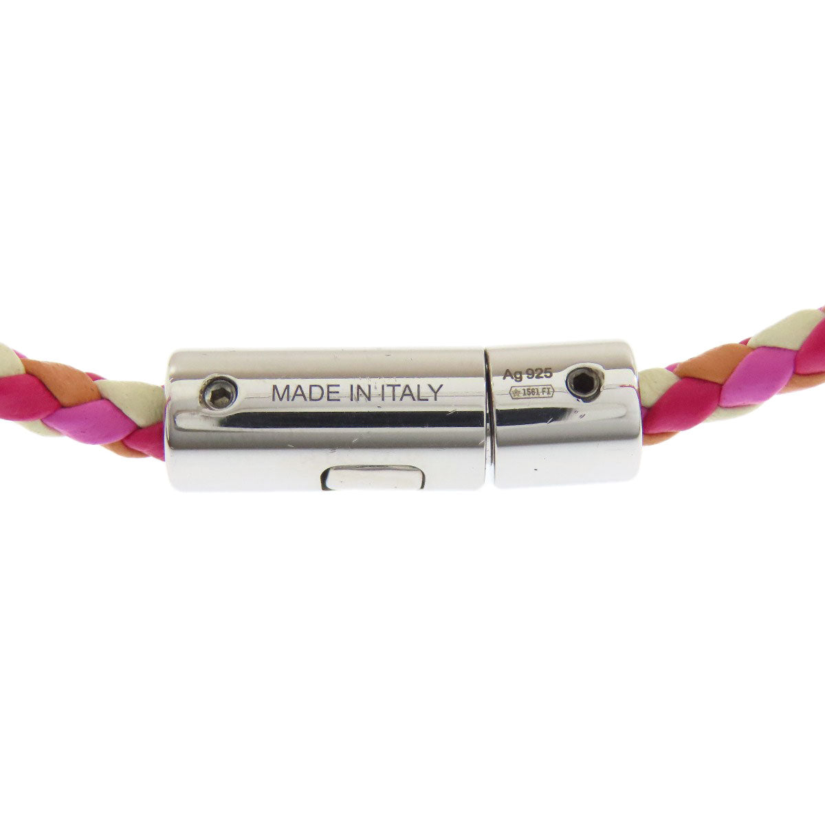 BVLGARI Signature Bracelet Silver LeatherLadies [Used]