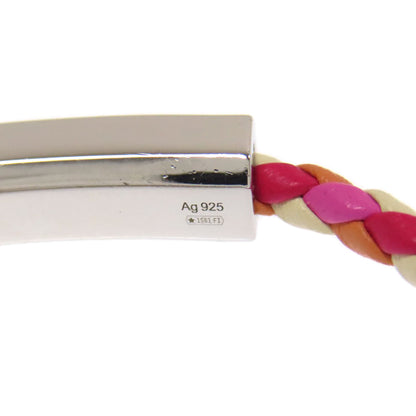 BVLGARI Signature Bracelet Silver LeatherLadies [Used]