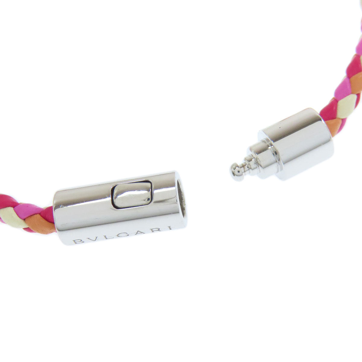 BVLGARI Signature Bracelet Silver LeatherLadies [Used]