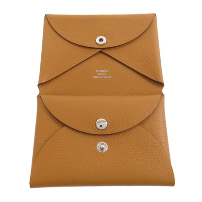 HERMES Calvi Duo SilverHardware coin purse Evercolor Ladies [Used]
