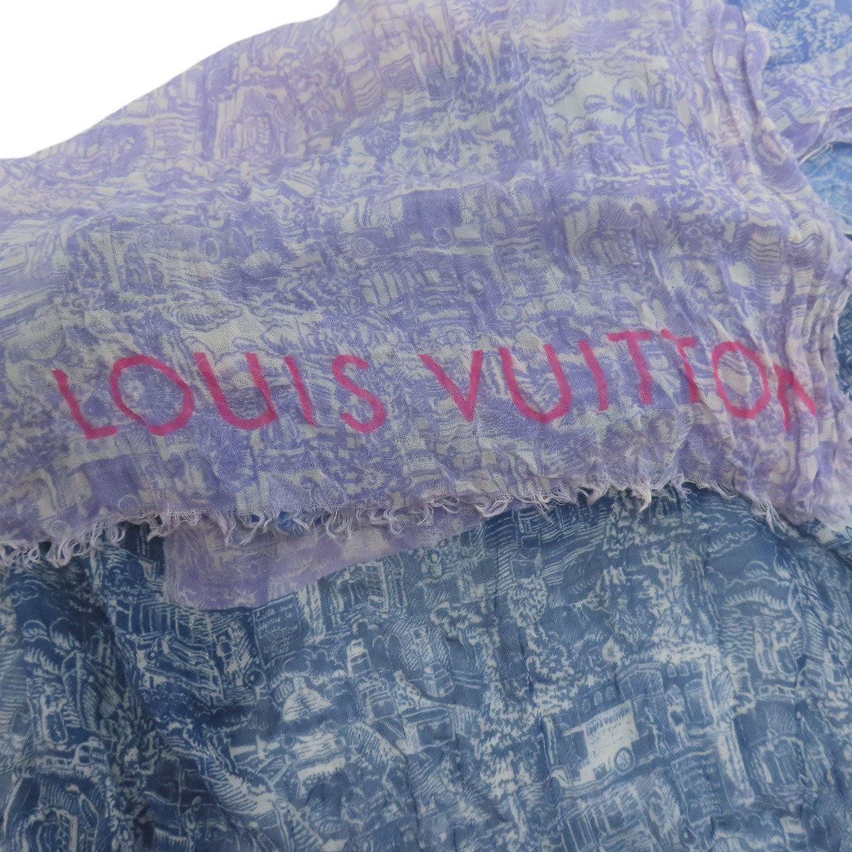 LOUIS VUITTON All-over street pattern Scarf Cashmere SilkLadies [Used]