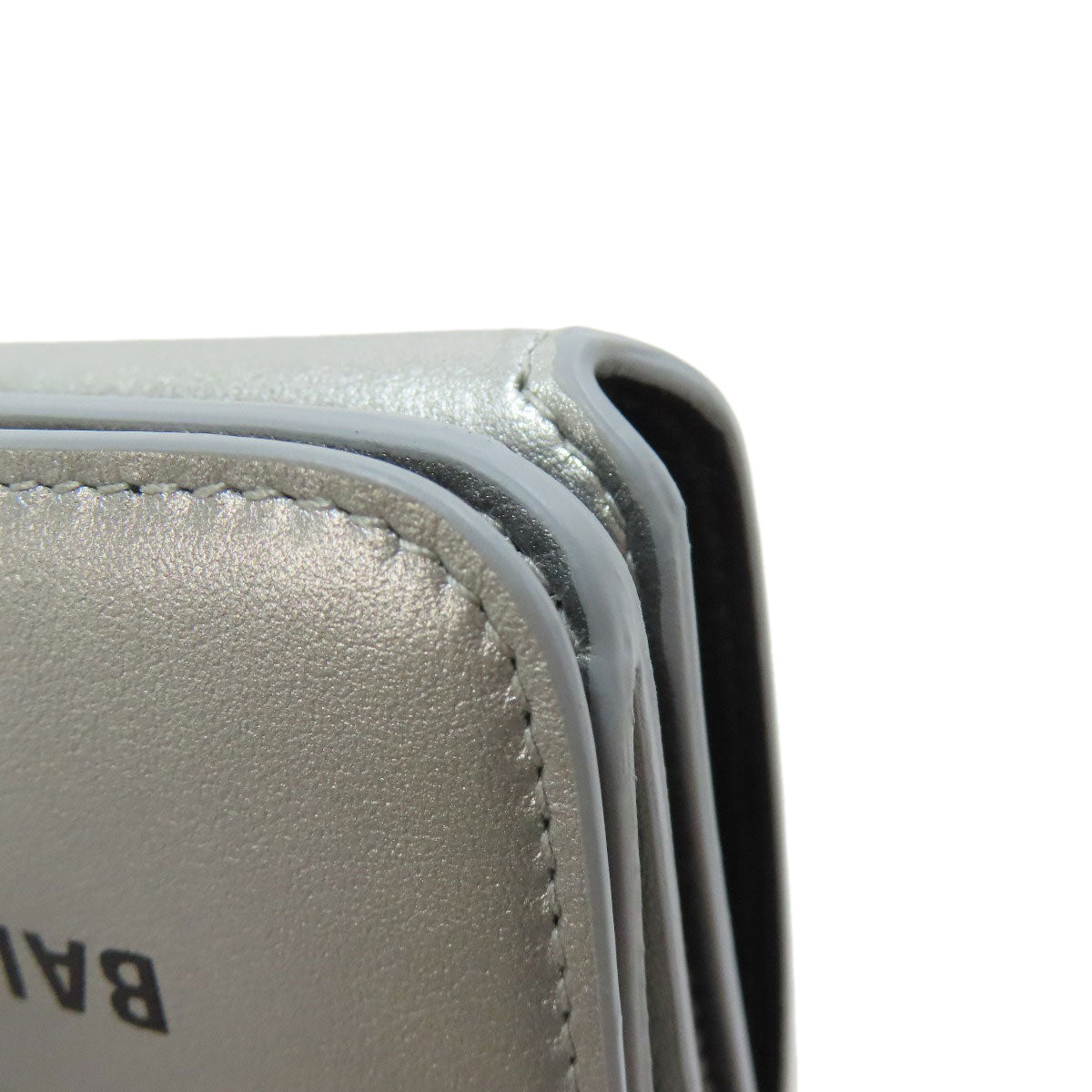 BALENCIAGA Logo Tri-fold Wallet Mini Wallet Bifold Wallet with Coin Pocket Leather Ladies [Used]