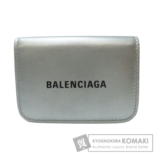 BALENCIAGA Logo Tri-fold Wallet Mini Wallet Bifold Wallet with Coin Pocket Leather Ladies [Used]