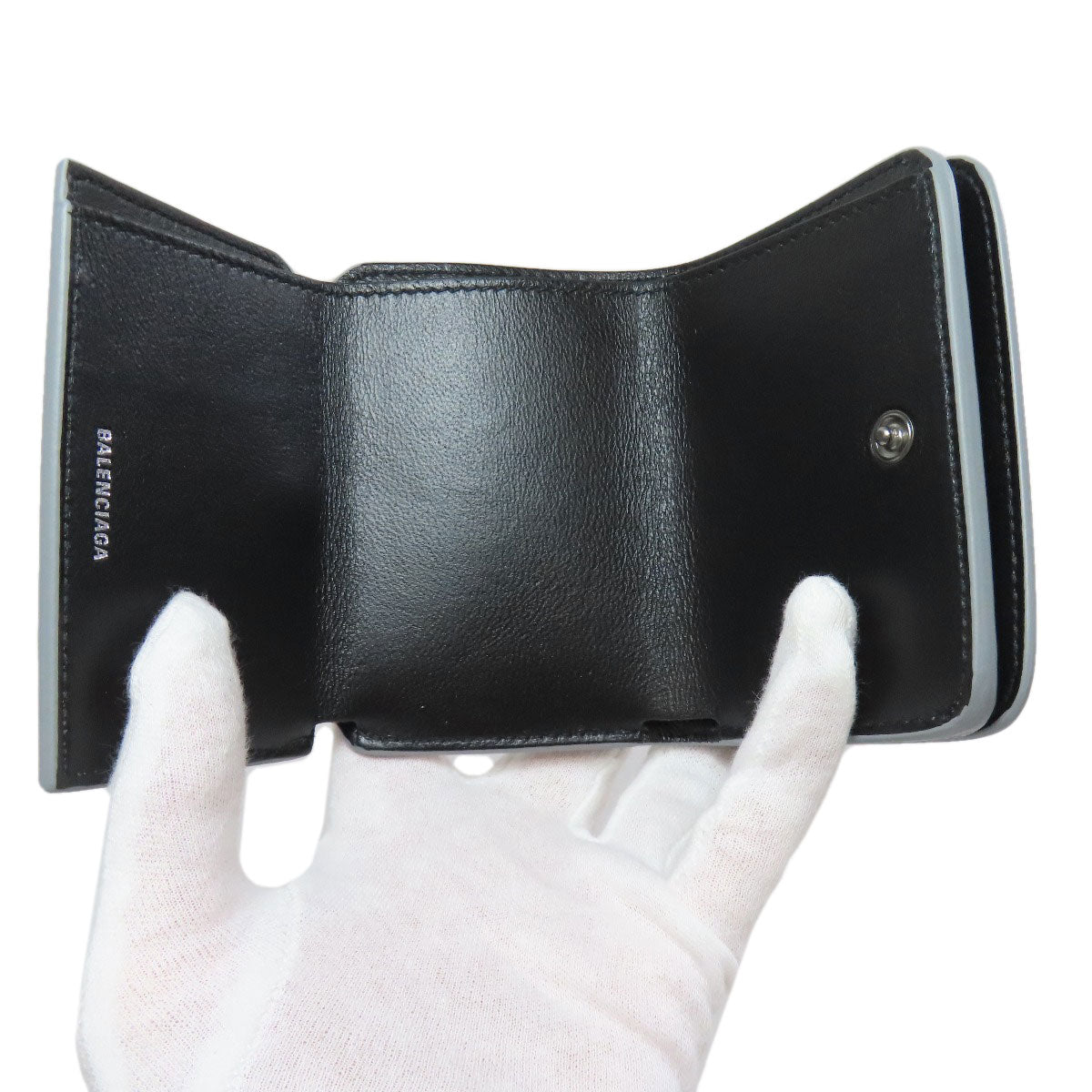 BALENCIAGA Logo Tri-fold Wallet Mini Wallet Bifold Wallet with Coin Pocket Leather Ladies [Used]