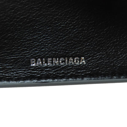 BALENCIAGA Logo Tri-fold Wallet Mini Wallet Bifold Wallet with Coin Pocket Leather Ladies [Used]