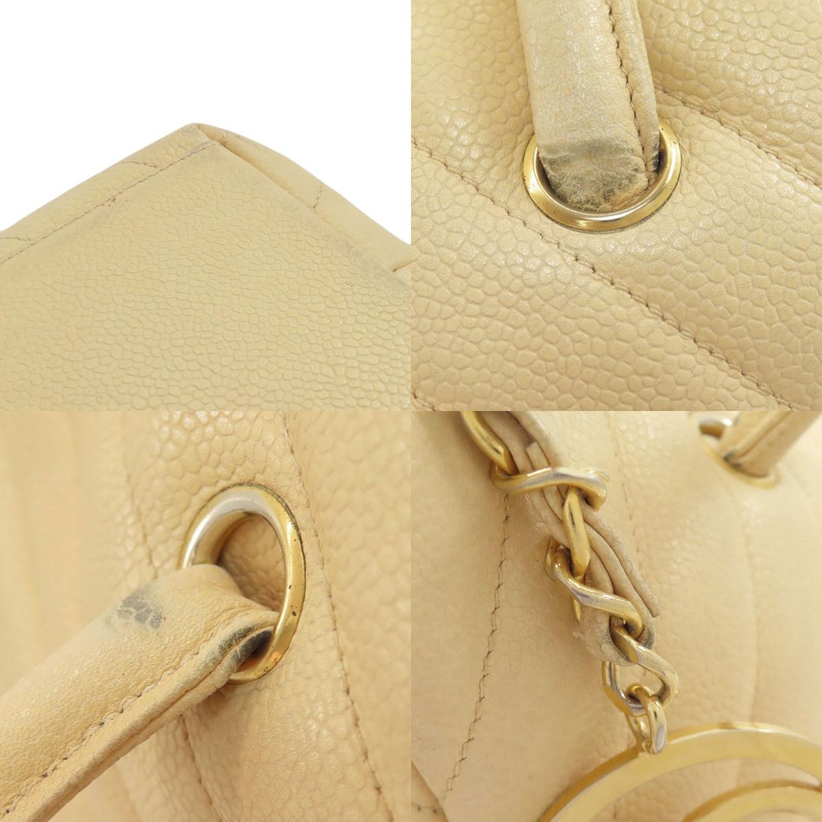 CHANEL V stitch Tote Bag Grained Calfskin Skin Ladies [Used]