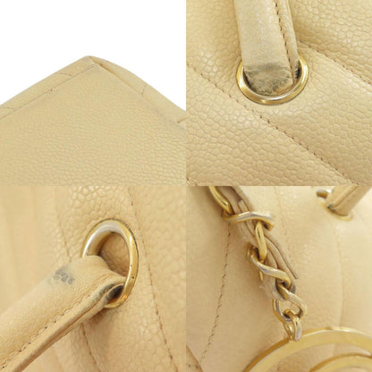 CHANEL V stitch Tote Bag Grained Calfskin Skin Ladies [Used]