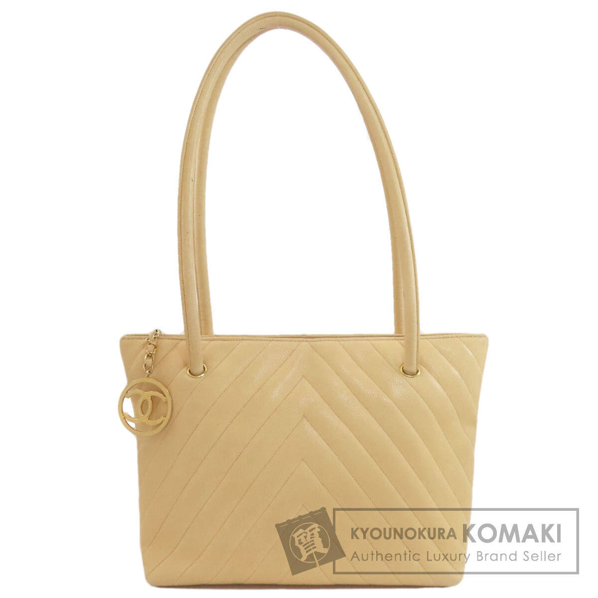 CHANEL V stitch Tote Bag Grained Calfskin Skin Ladies [Used]