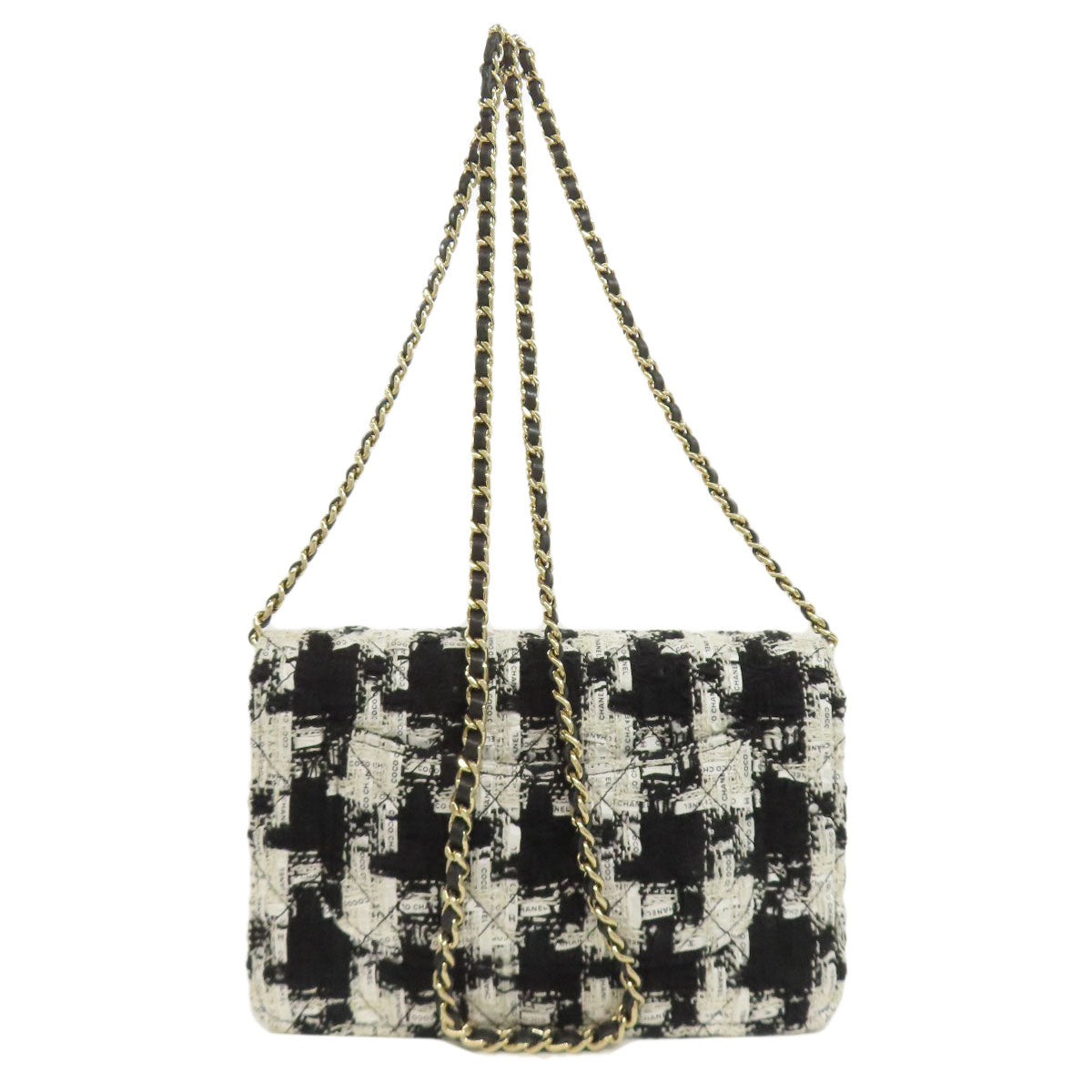 CHANEL Chain Wallet COCO Mark GoldHardware Long wallet (with coin pocket) Tweed Ladies [Used]