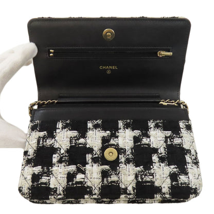 CHANEL Chain Wallet COCO Mark GoldHardware Long wallet (with coin pocket) Tweed Ladies [Used]