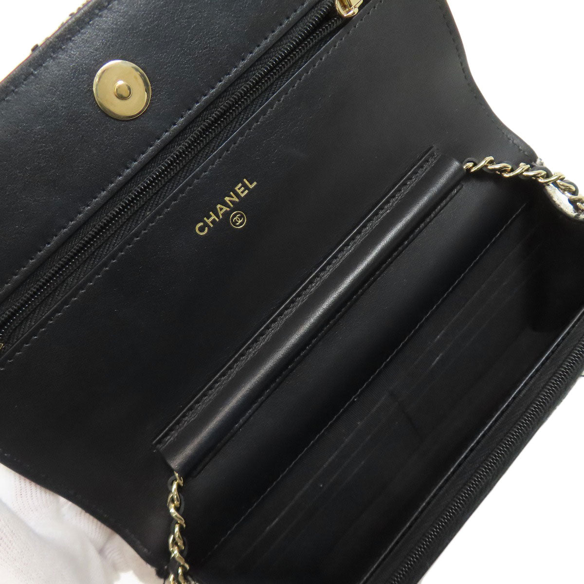 CHANEL Chain Wallet COCO Mark GoldHardware Long wallet (with coin pocket) Tweed Ladies [Used]