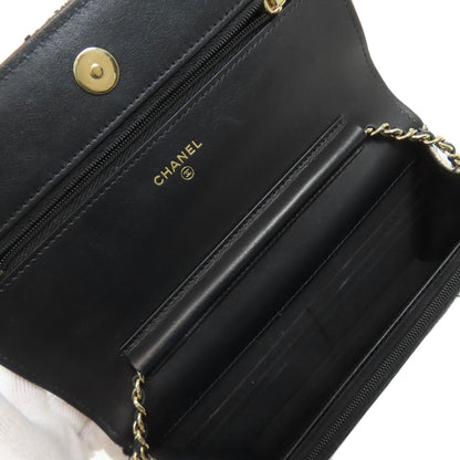 CHANEL Chain Wallet COCO Mark GoldHardware Long wallet (with coin pocket) Tweed Ladies [Used]