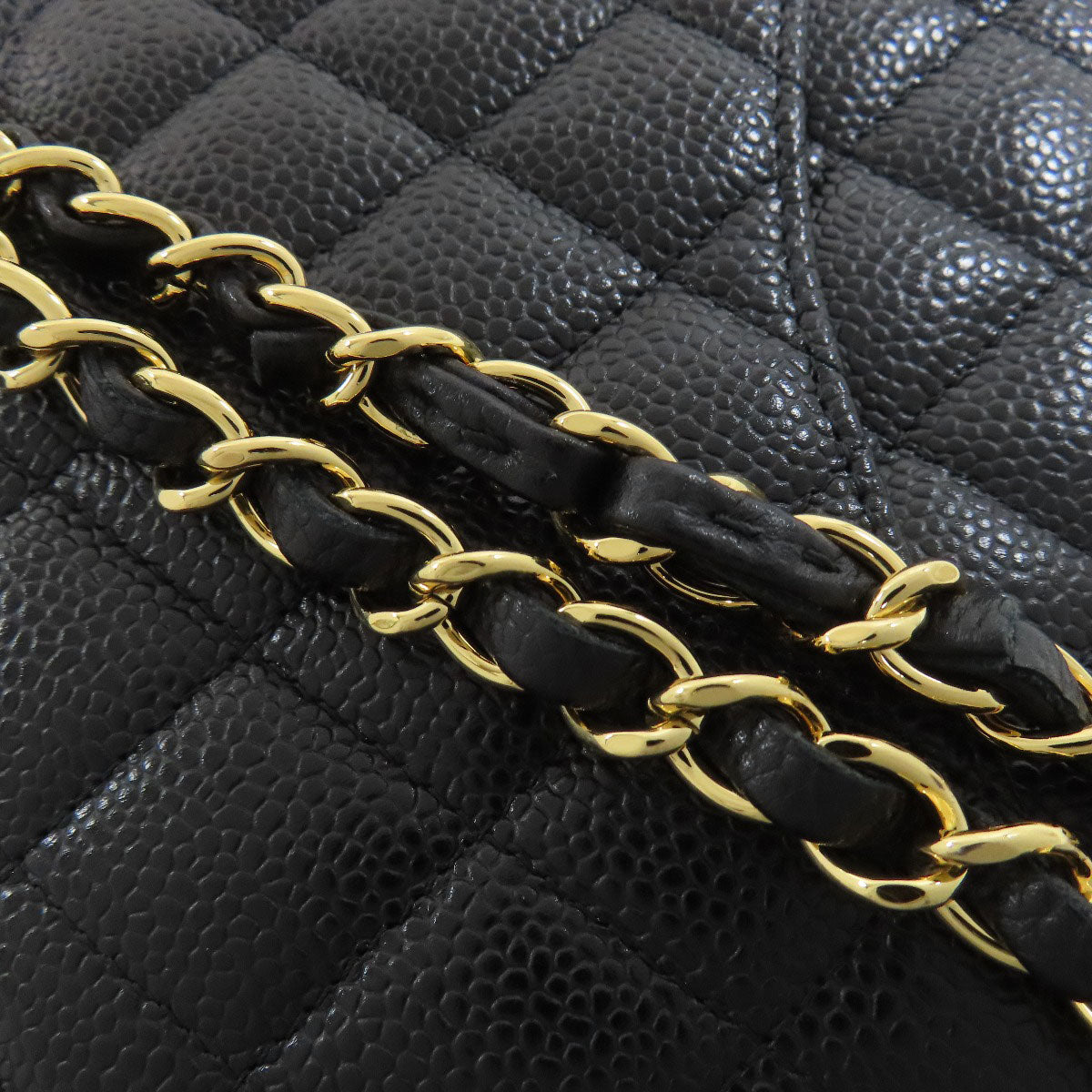 CHANEL Double flap Matelasse Gold Hardware Shoulder Bag Grained Calfskin Skin Ladies [Used]