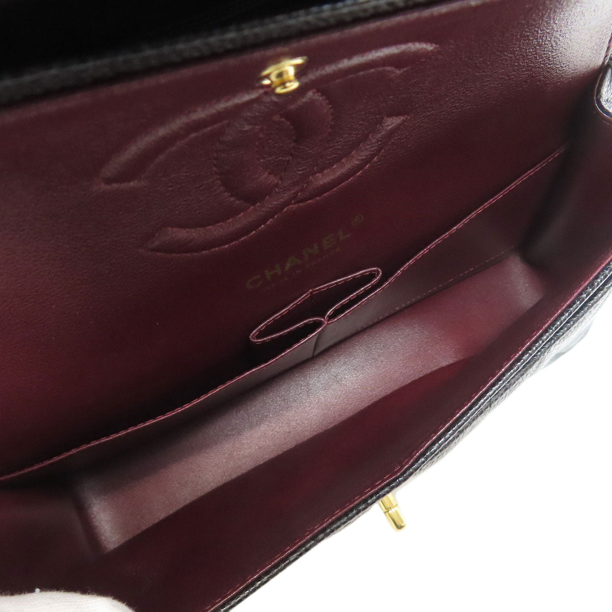 CHANEL Double flap Matelasse Gold Hardware Shoulder Bag Grained Calfskin Skin Ladies [Used]