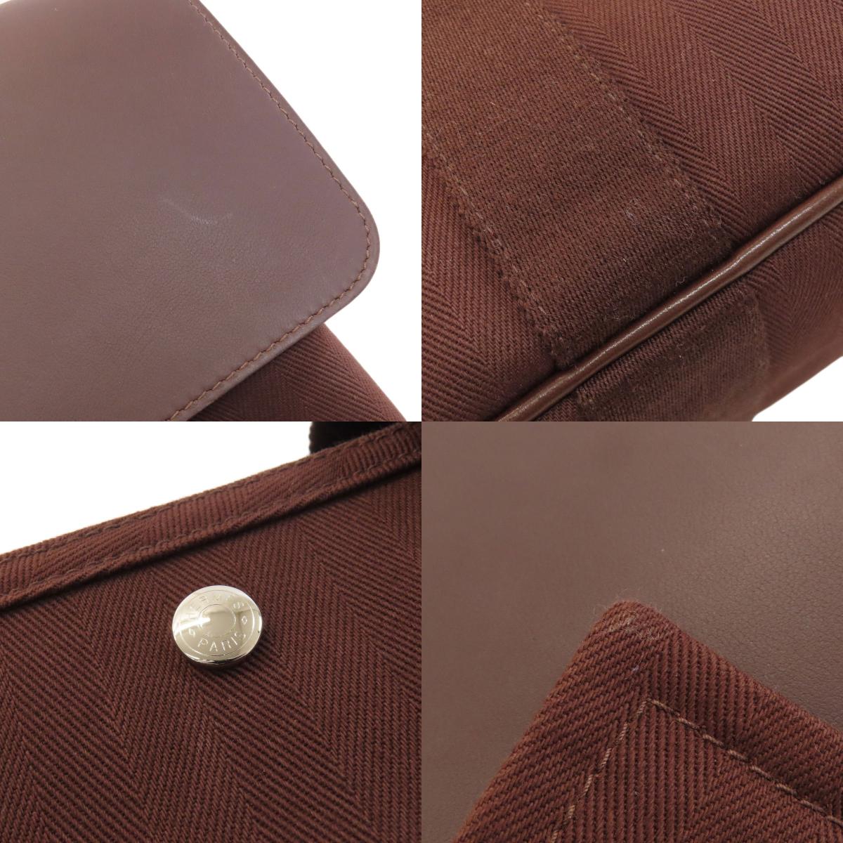 HERMES Valparaiso MM Handbag Canvas LeatherLadies [Used]