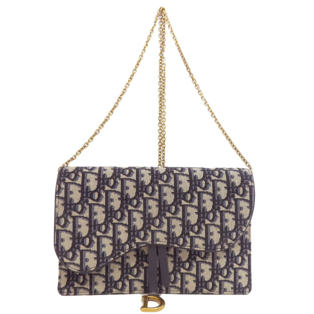 CHRISTIAN DIOR Chain wallet Trotter pattern Long wallet (with coin pocket) Canvas Ladies [Used]