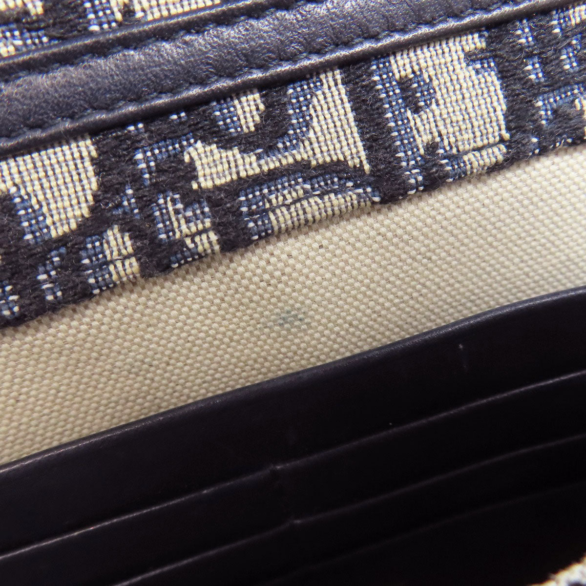 CHRISTIAN DIOR Chain wallet Trotter pattern Long wallet (with coin pocket) Canvas Ladies [Used]