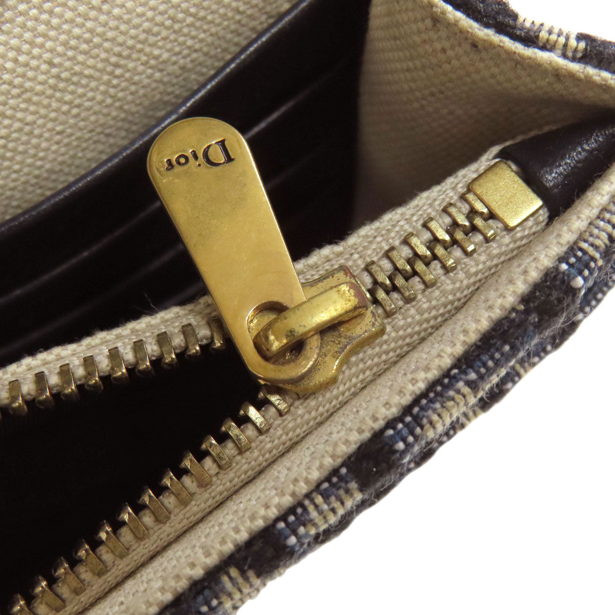 CHRISTIAN DIOR Chain wallet Trotter pattern Long wallet (with coin pocket) Canvas Ladies [Used]