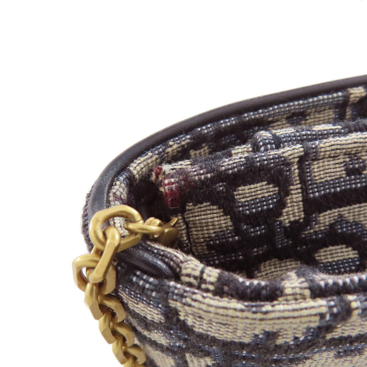 CHRISTIAN DIOR Chain wallet Trotter pattern Long wallet (with coin pocket) Canvas Ladies [Used]