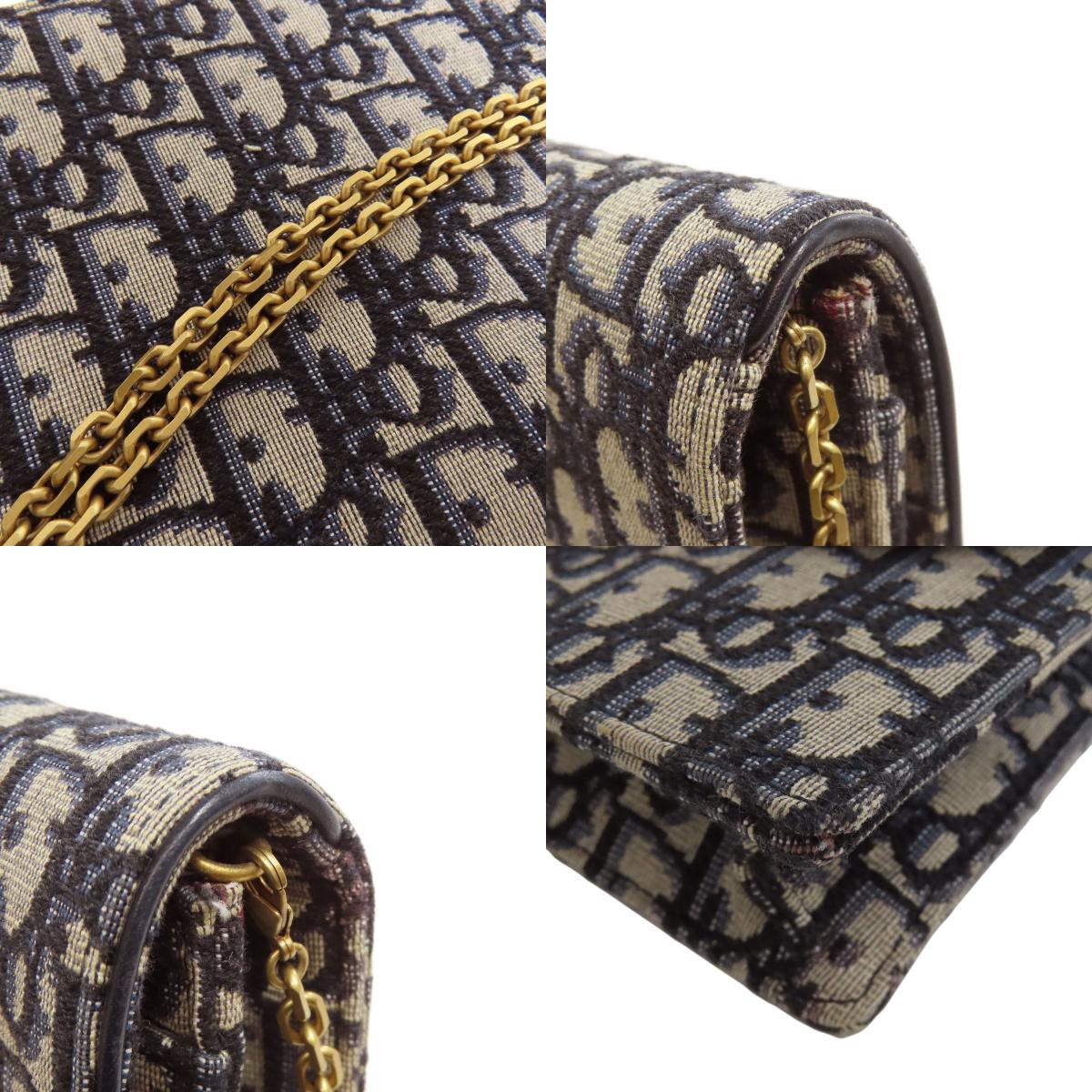CHRISTIAN DIOR Chain wallet Trotter pattern Long wallet (with coin pocket) Canvas Ladies [Used]