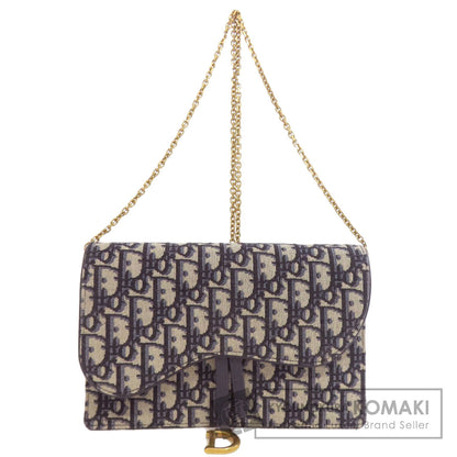 CHRISTIAN DIOR Chain wallet Trotter pattern Long wallet (with coin pocket) Canvas Ladies [Used]