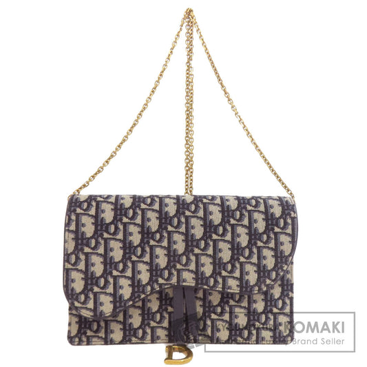 CHRISTIAN DIOR Chain wallet Trotter pattern Long wallet (with coin pocket) Canvas Ladies [Used]