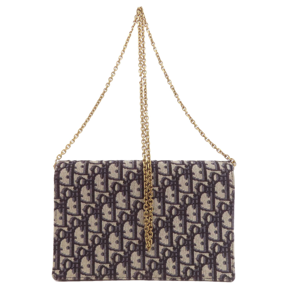 CHRISTIAN DIOR Chain wallet Trotter pattern Long wallet (with coin pocket) Canvas Ladies [Used]