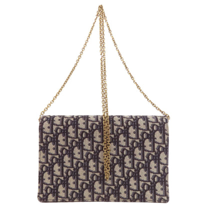 CHRISTIAN DIOR Chain wallet Trotter pattern Long wallet (with coin pocket) Canvas Ladies [Used]