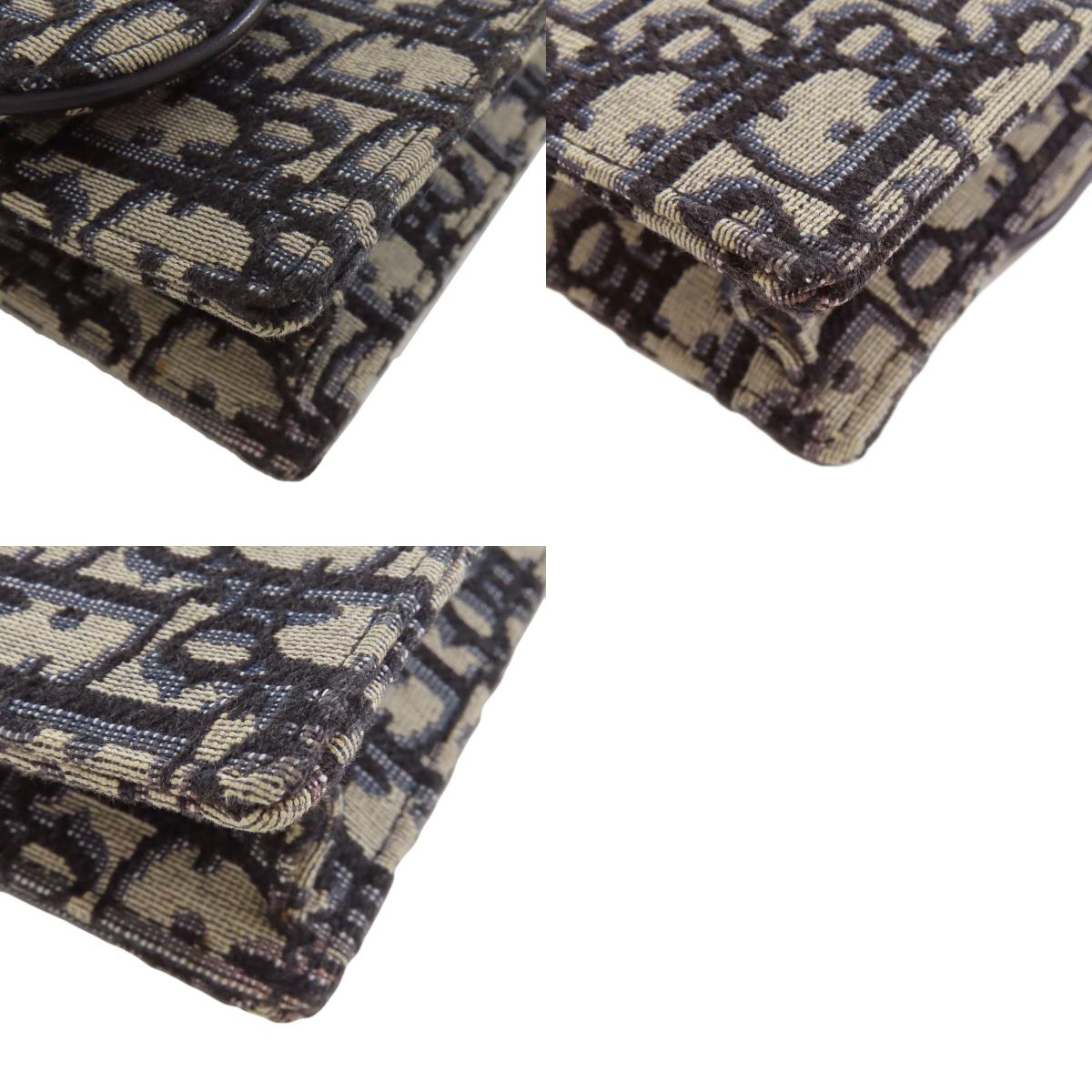 CHRISTIAN DIOR Chain wallet Trotter pattern Long wallet (with coin pocket) Canvas Ladies [Used]