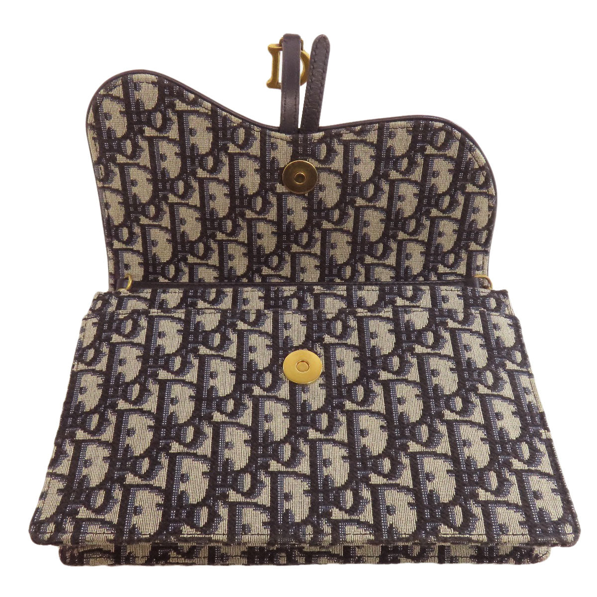 CHRISTIAN DIOR Chain wallet Trotter pattern Long wallet (with coin pocket) Canvas Ladies [Used]