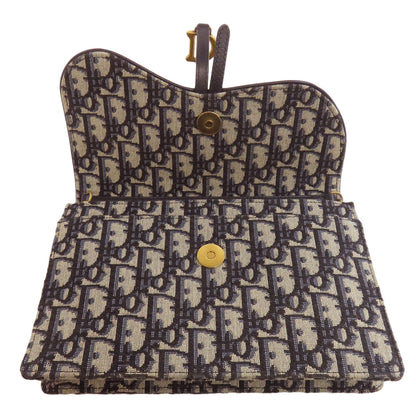 CHRISTIAN DIOR Chain wallet Trotter pattern Long wallet (with coin pocket) Canvas Ladies [Used]