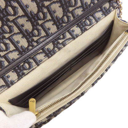 CHRISTIAN DIOR Chain wallet Trotter pattern Long wallet (with coin pocket) Canvas Ladies [Used]