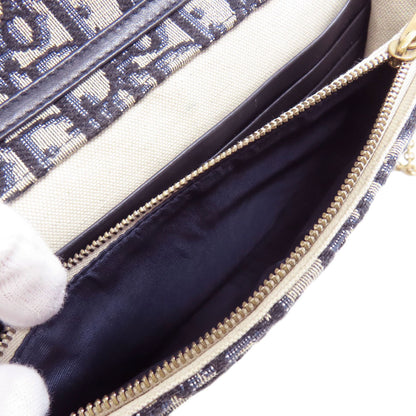 CHRISTIAN DIOR Chain wallet Trotter pattern Long wallet (with coin pocket) Canvas Ladies [Used]