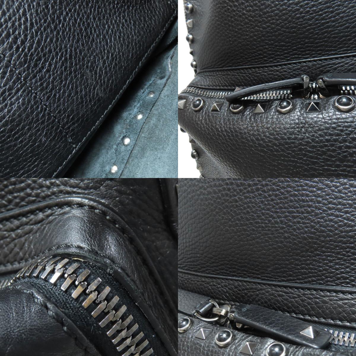 VALENTINO Noir Studs Backpack Â· Daypack Leather Ladies [Used]