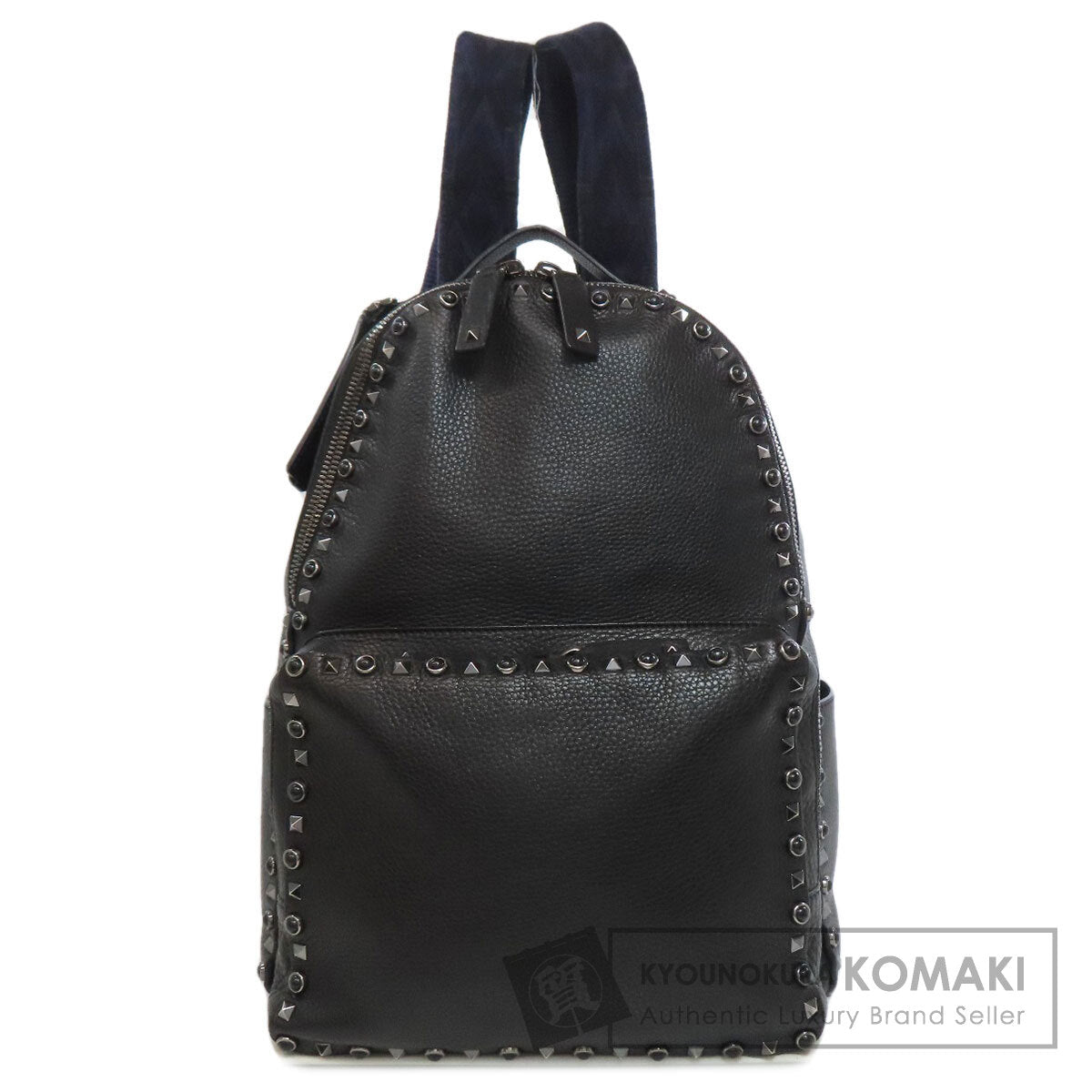 VALENTINO Noir Studs Backpack Â· Daypack Leather Ladies [Used]