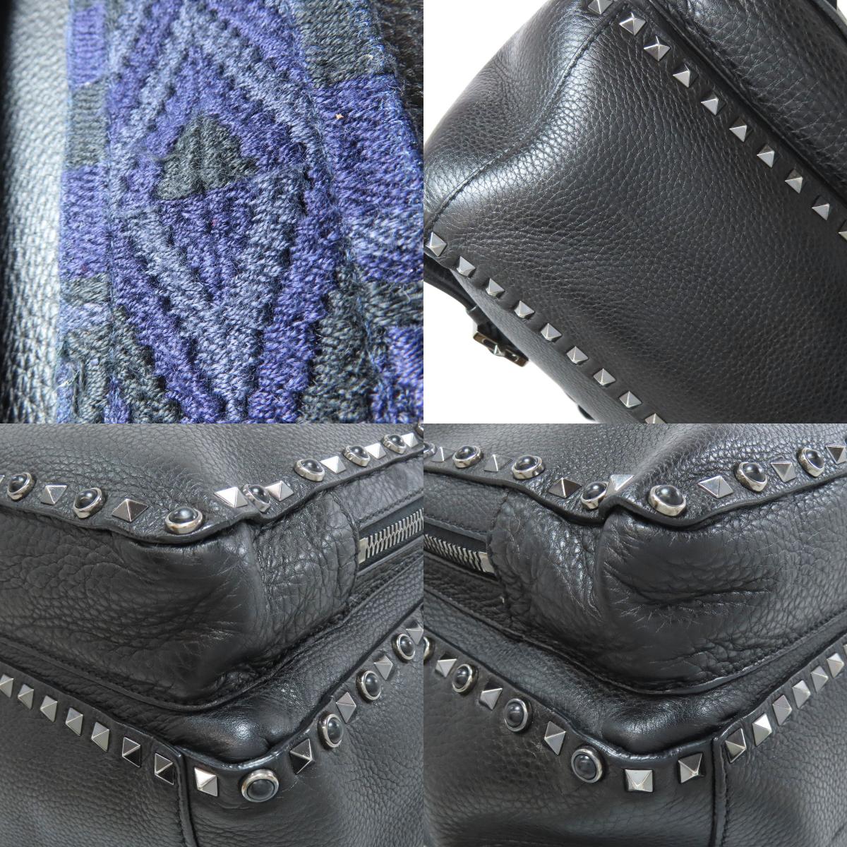 VALENTINO Noir Studs Backpack Â· Daypack Leather Ladies [Used]