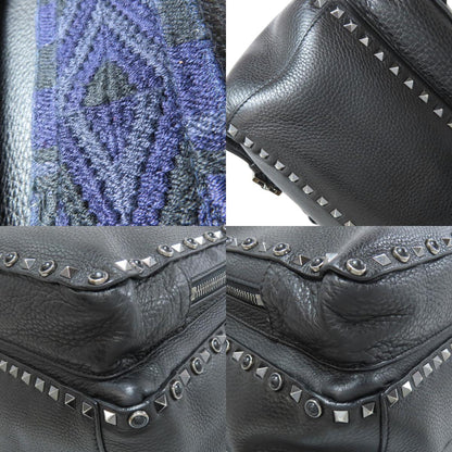 VALENTINO Noir Studs Backpack Â· Daypack Leather Ladies [Used]