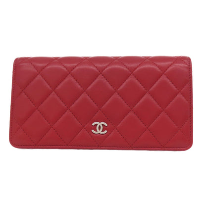 CHANEL Matelasse COCO Mark SilverHardware Long wallet (with coin pocket) Lambskin Ladies [Used]