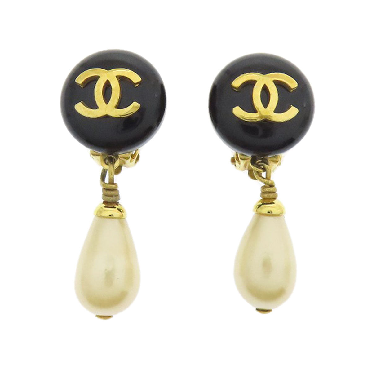 CHANEL COCO Mark Fake Pearl Earring Plastic Gold PlatedLadies [Used]