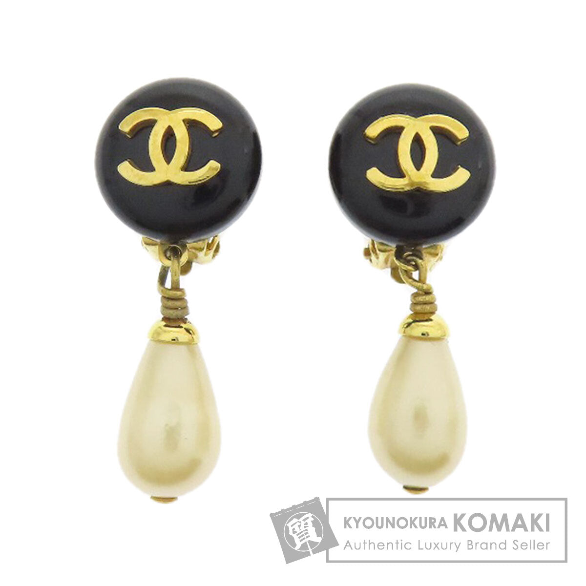 CHANEL COCO Mark Fake Pearl Earring Plastic Gold PlatedLadies [Used]