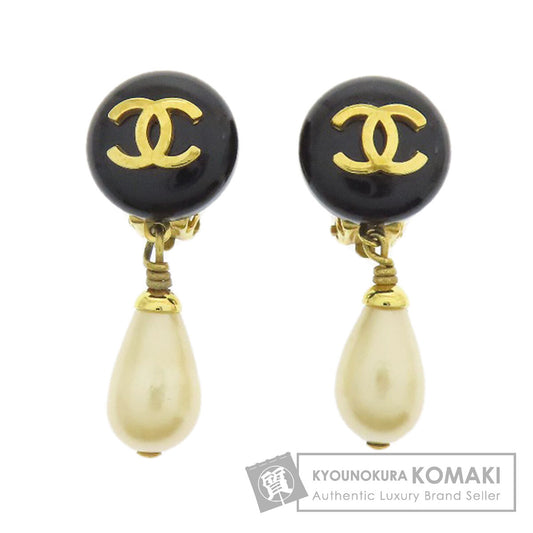 CHANEL COCO Mark Fake Pearl Earring Plastic Gold PlatedLadies [Used]
