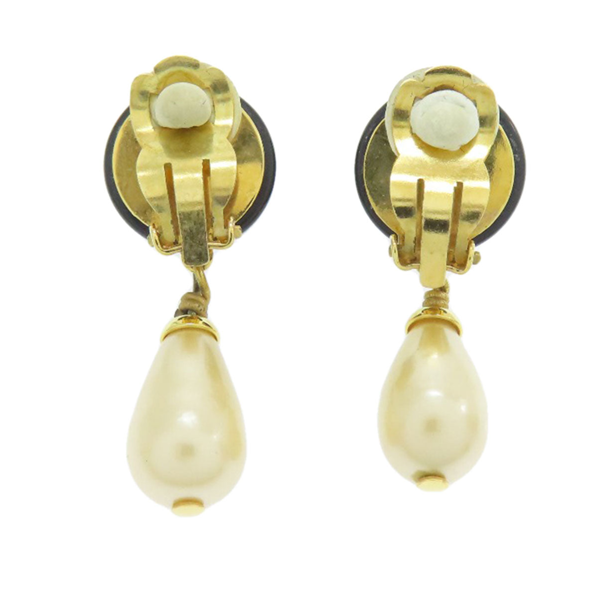 CHANEL COCO Mark Fake Pearl Earring Plastic Gold PlatedLadies [Used]