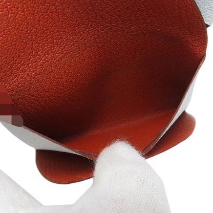 HERMES Calvi Blue Brume Silver Hardware Card Case Chevre Ladies [Used]