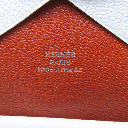 HERMES Calvi Blue Brume Silver Hardware Card Case Chevre Ladies [Used]