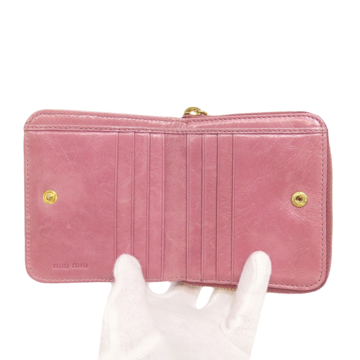 MIUMIU Materasse Bifold Wallet with Coin Pocket Leather Ladies [Used]
