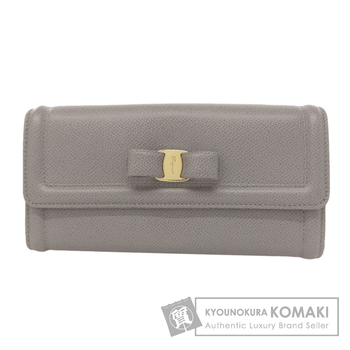 Salvatore Ferragamo Vara ribbon Long wallet (with coin pocket) Leather Ladies [Used]