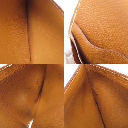 HERMES Bearn Compact Gold GoldHardware Bifold Wallet with Coin Pocket Epsom Ladies [Used]