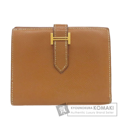 HERMES Bearn Compact Gold GoldHardware Bifold Wallet with Coin Pocket Epsom Ladies [Used]