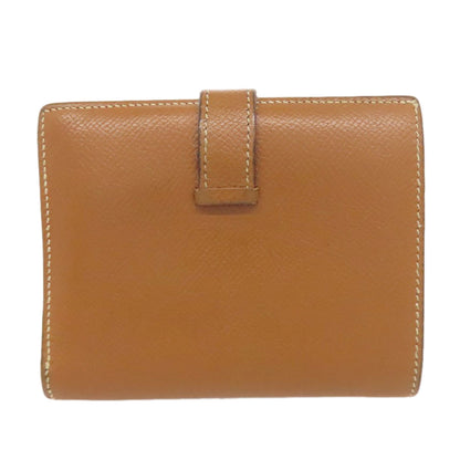 HERMES Bearn Compact Gold GoldHardware Bifold Wallet with Coin Pocket Epsom Ladies [Used]