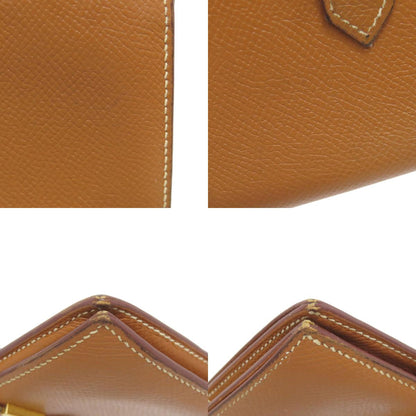 HERMES Bearn Compact Gold GoldHardware Bifold Wallet with Coin Pocket Epsom Ladies [Used]